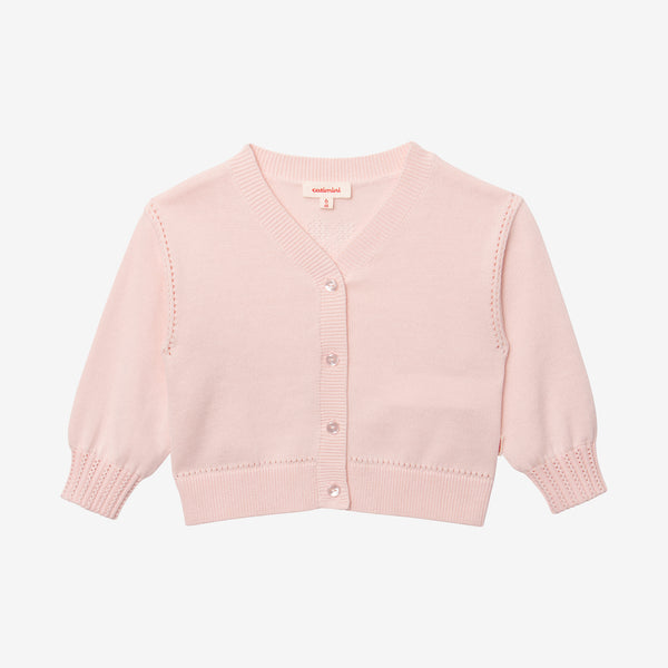 Baby girl's powder pink knitted cardigan