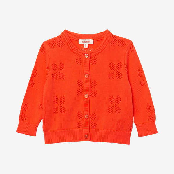 Baby girl's orange openwork cardigan