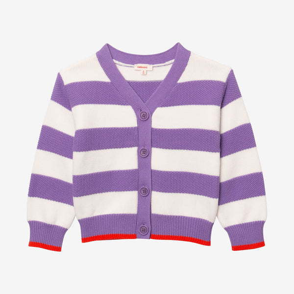 Girl's striped knitted cardigan