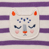 Newborn girls' lilac striped knitted cardigan