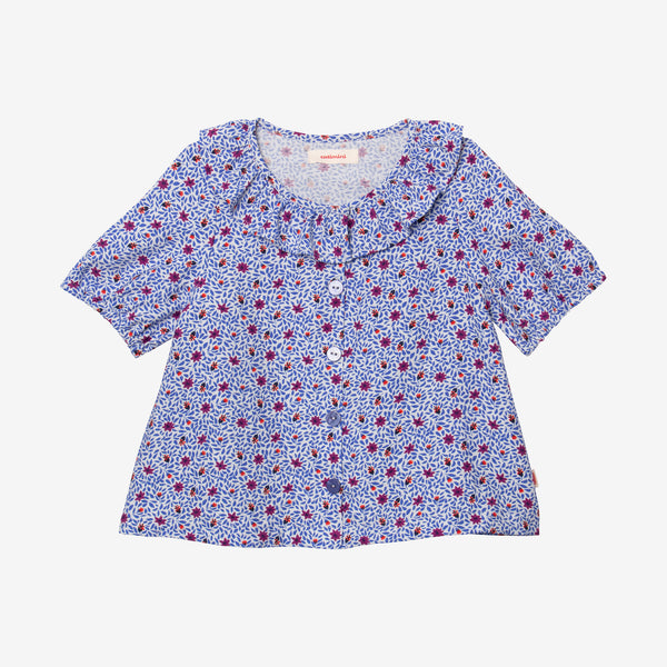 Girl's micro-floral blouse with snap buttons