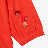 Baby girl orange woven embroidered shirt