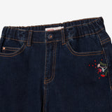 Girls' embroidered flower jeans