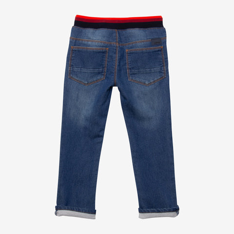 Baby boys' blue striped pull-on jeans