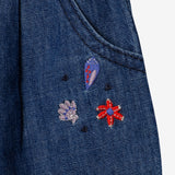 Baby girl's blue embroidered jeans