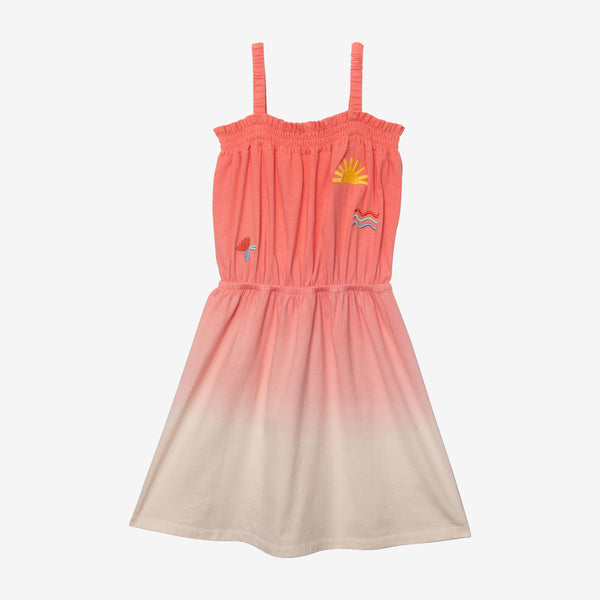 Girls' deep dye embroidered dress