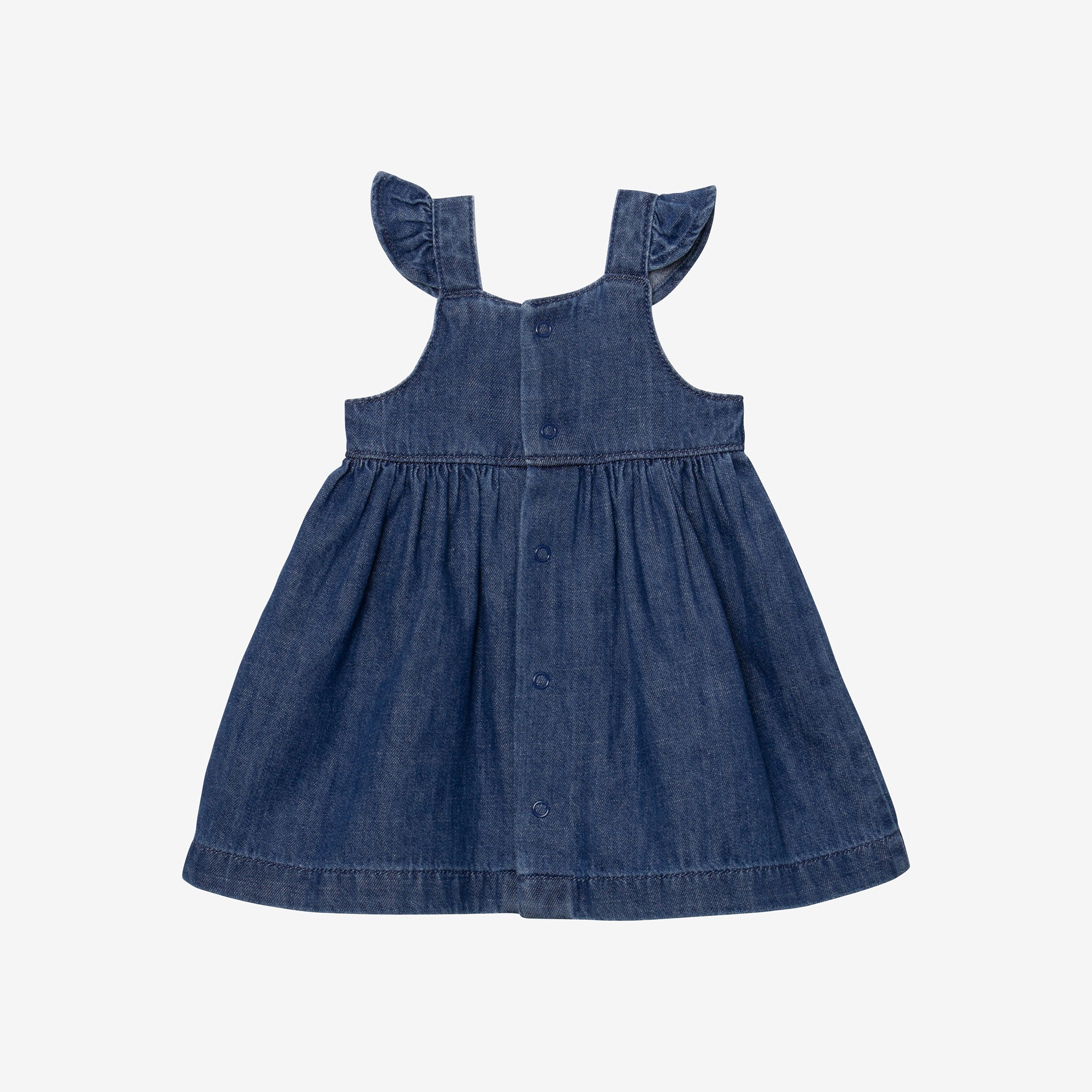 CATIMINI Baby girls' blue embroidered denim dungarees dress