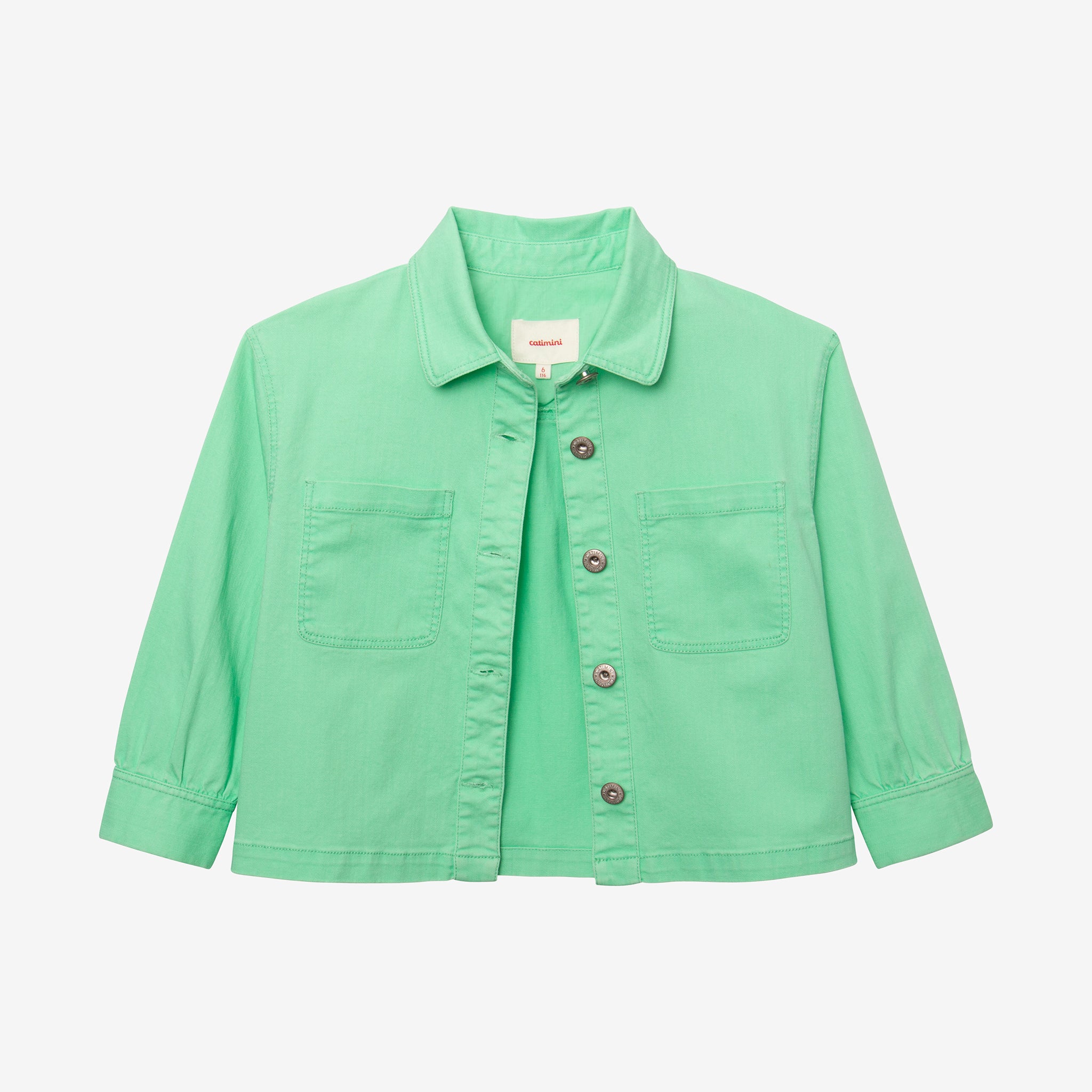 Unique Bargains Women's Button Down Long Sleeve Cropped Denim Jacket XS  Olive Green - Walmart.com