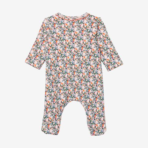 Newborn girl's springtime footie pajama