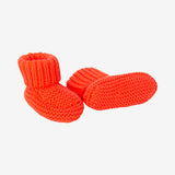 Newborn orange knitted baby booties