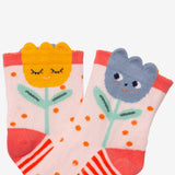 Newborn girls' pink floral socks