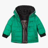 Reversible moss green parka