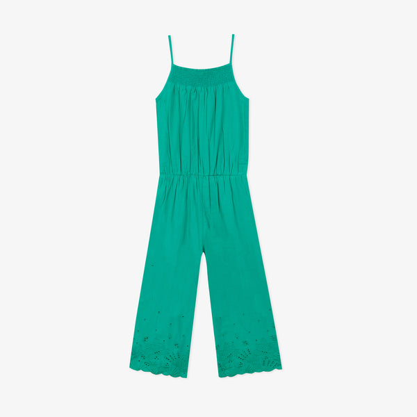 Girls' green embroidered Jumpsuit
