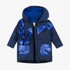 Ladies navy puffa coat sale