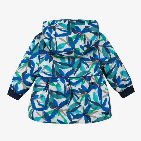 Baby girl printed jacket with faux fur lining