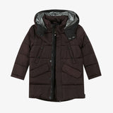 Boys' brown coated parka with hood