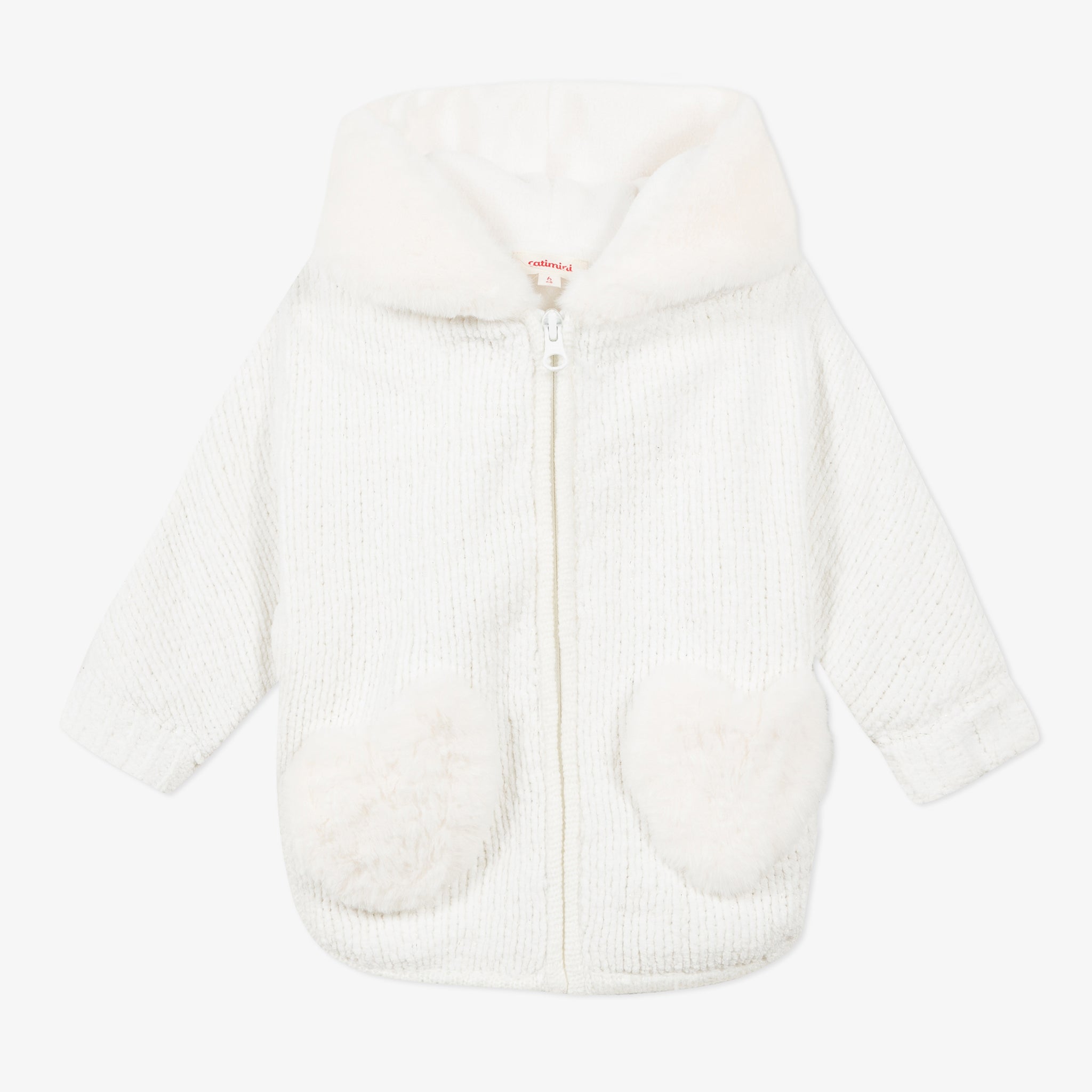 Baby Girl Fur lined knitted coat with hood CR44043-19 | FW20 WIZZ