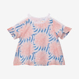 Girl printed dahlias flare blouse